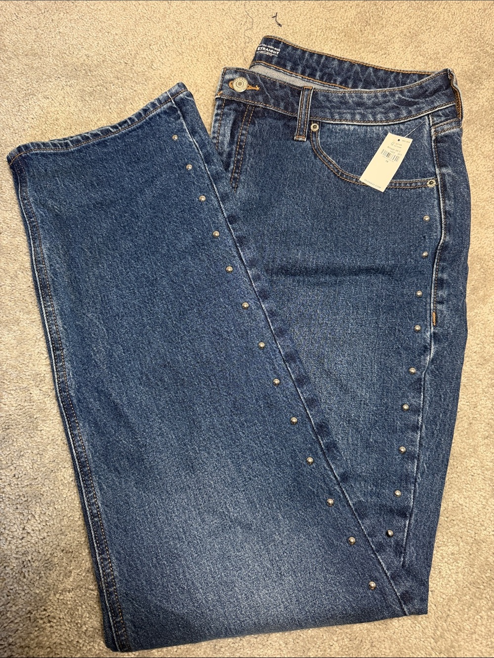 Old Navy Dark Blue Straight-Leg Jeans with Stud Detail